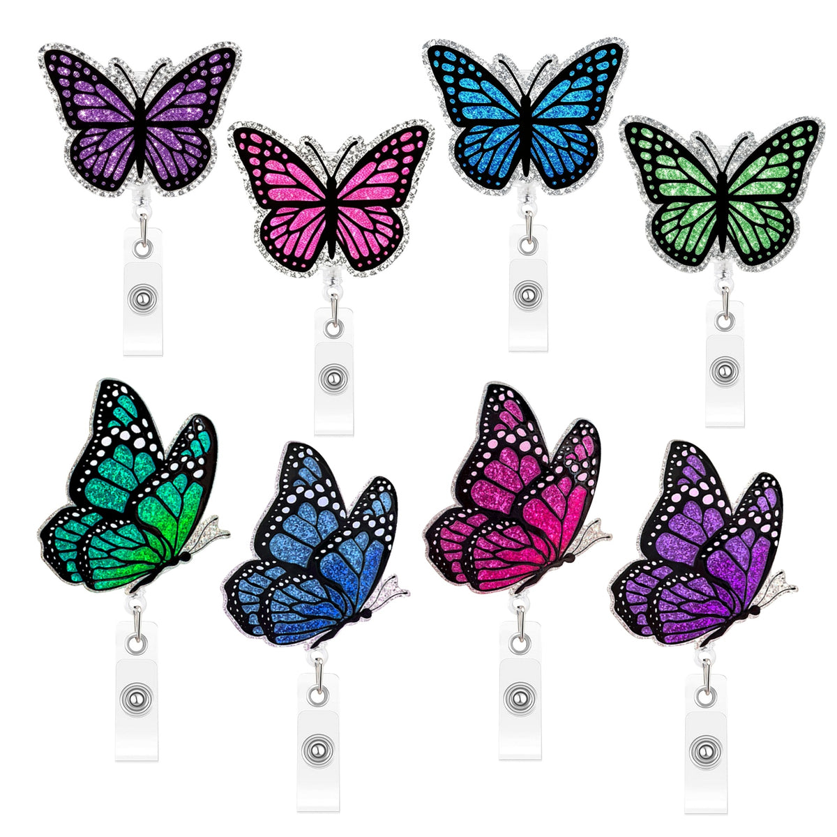 Glitter Butterfly Nurse Badge Holder