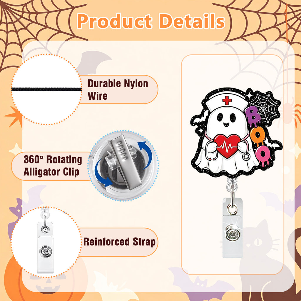 Halloween Ghost Nurse Nurse Badge Holder