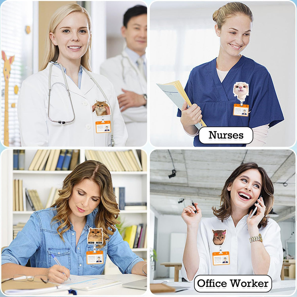 Funny Cat Nurse Badge Holder