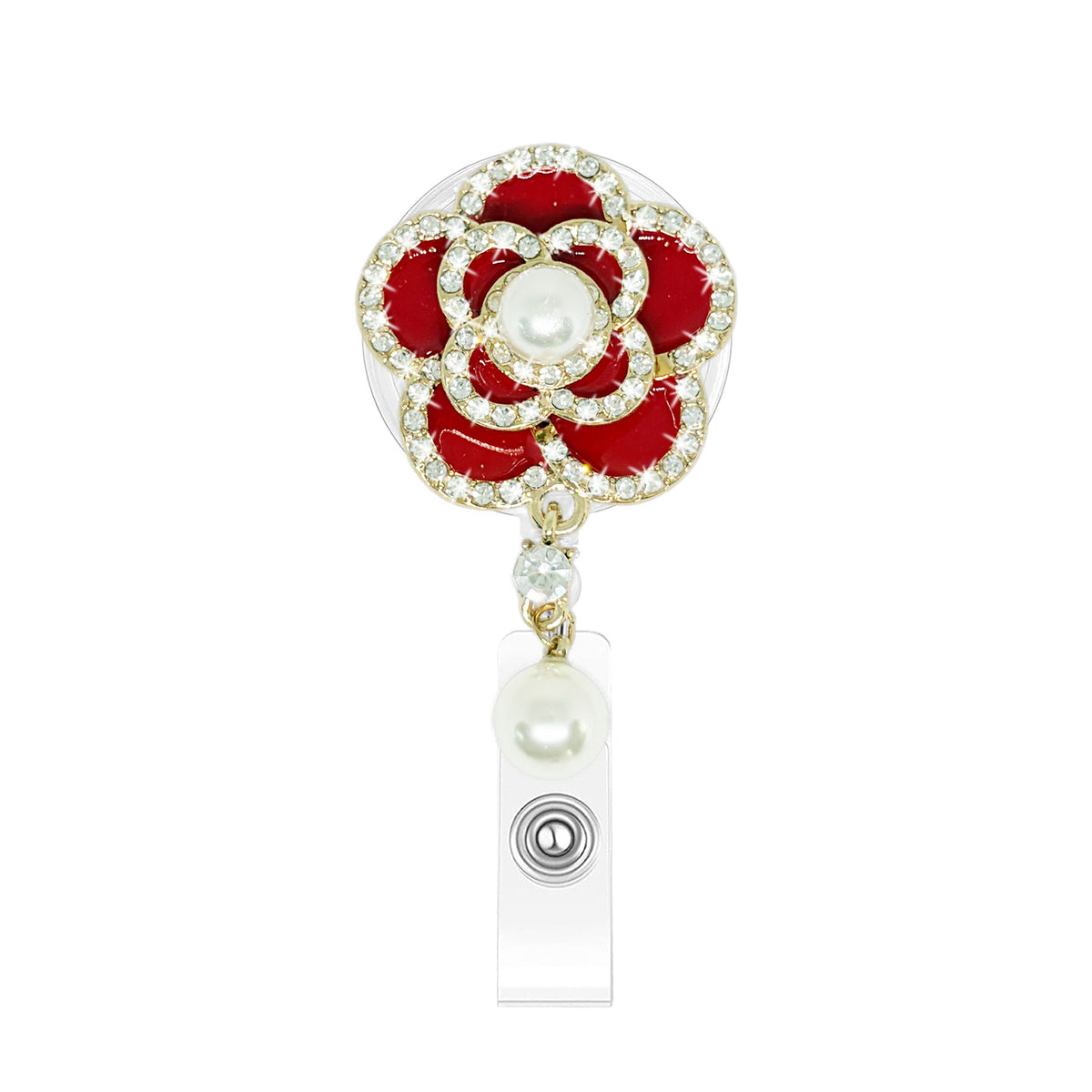 Rhinestone Flower Nurse Badge Holder