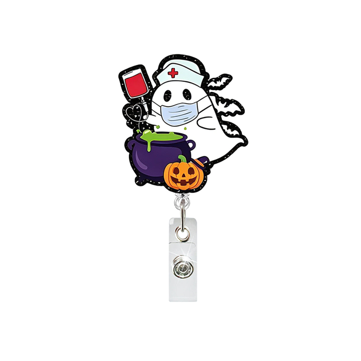 Halloween Ghost Nurse Nurse Badge Holder