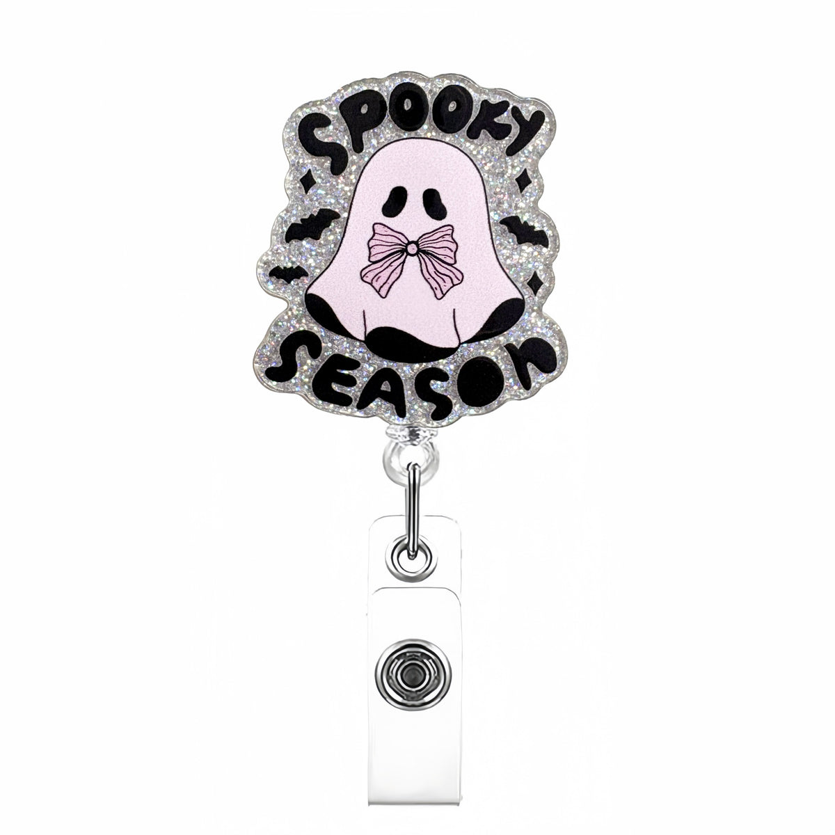 Black Pink Halloween Nurse Badge Holder