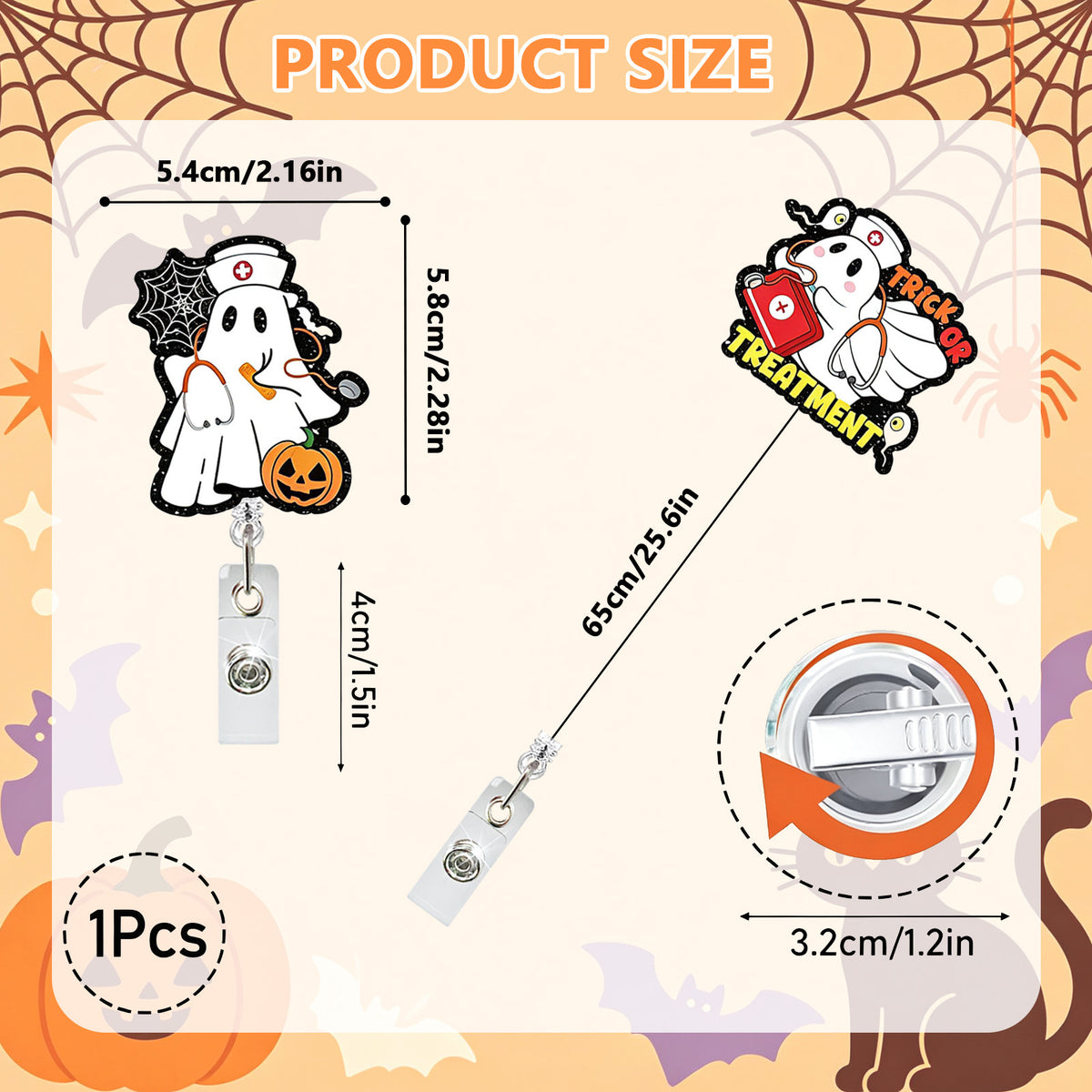 Halloween Ghost Nurse Nurse Badge Holder
