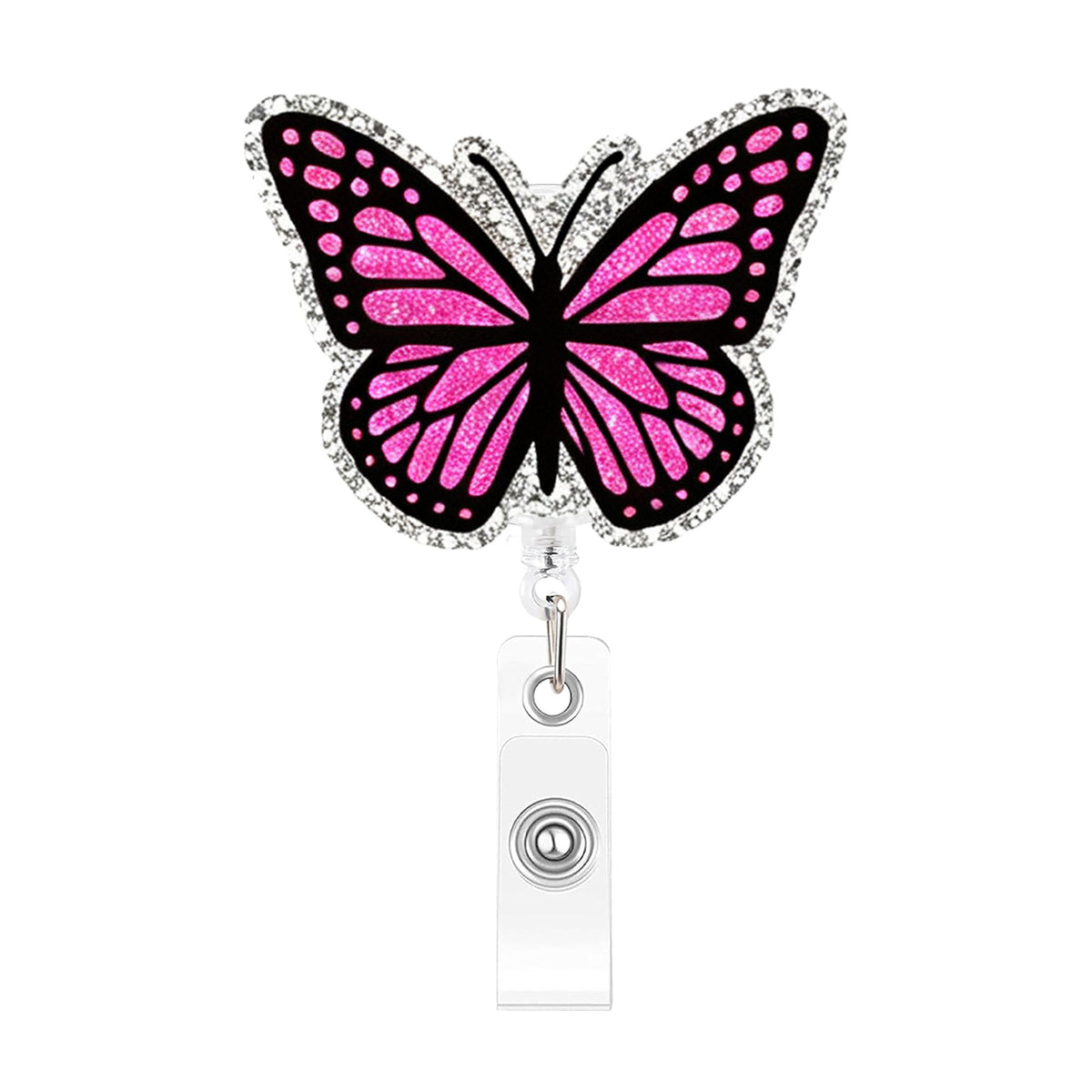 Glitter Butterfly Nurse Badge Holder