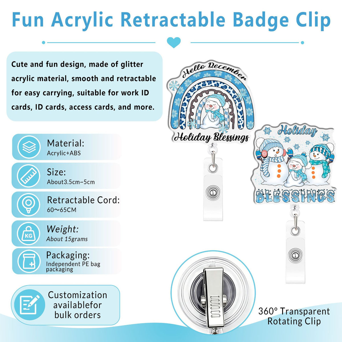 Winter Christmas Nurse Badge Holder