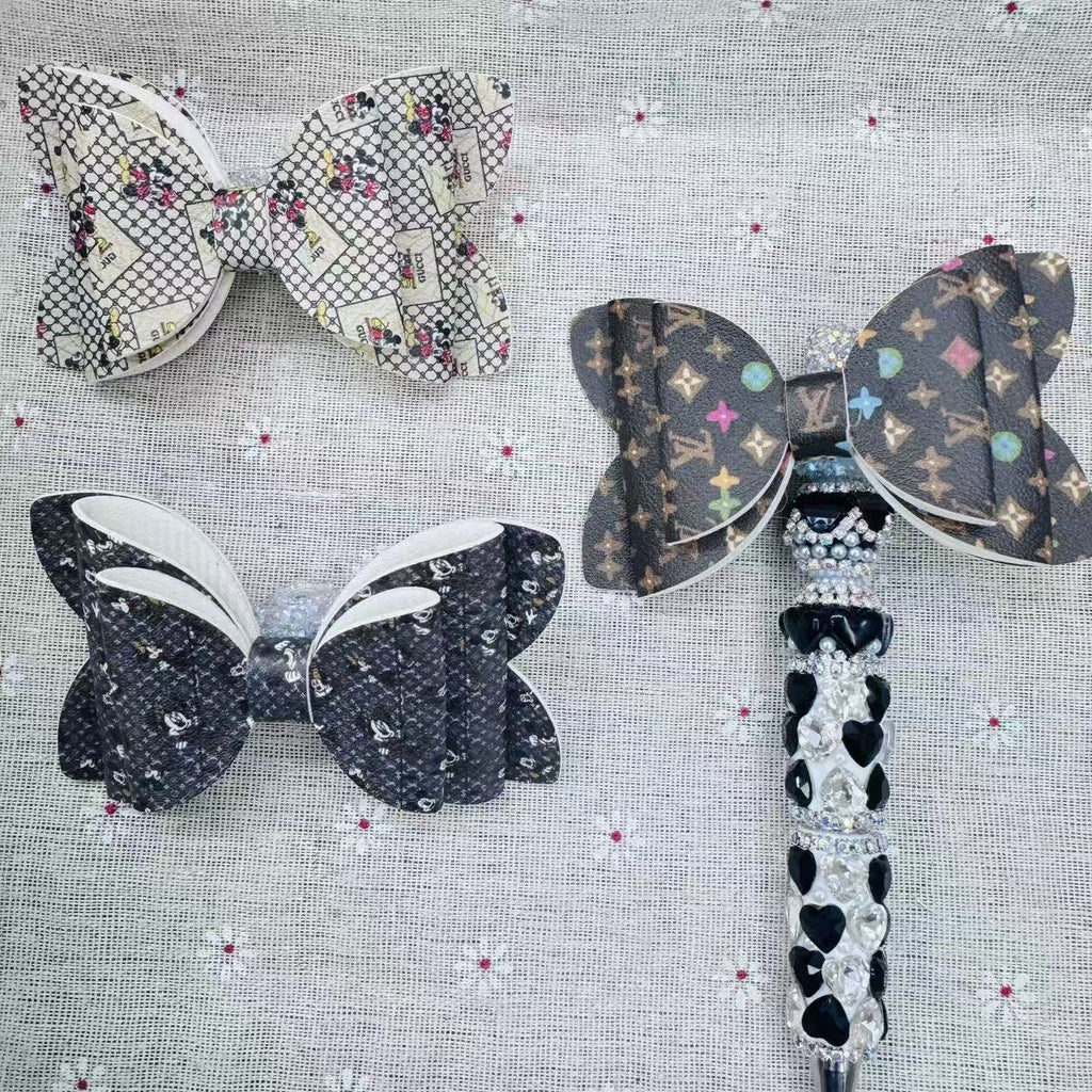 Designer Double-Layer Leather Butterfly Topper
