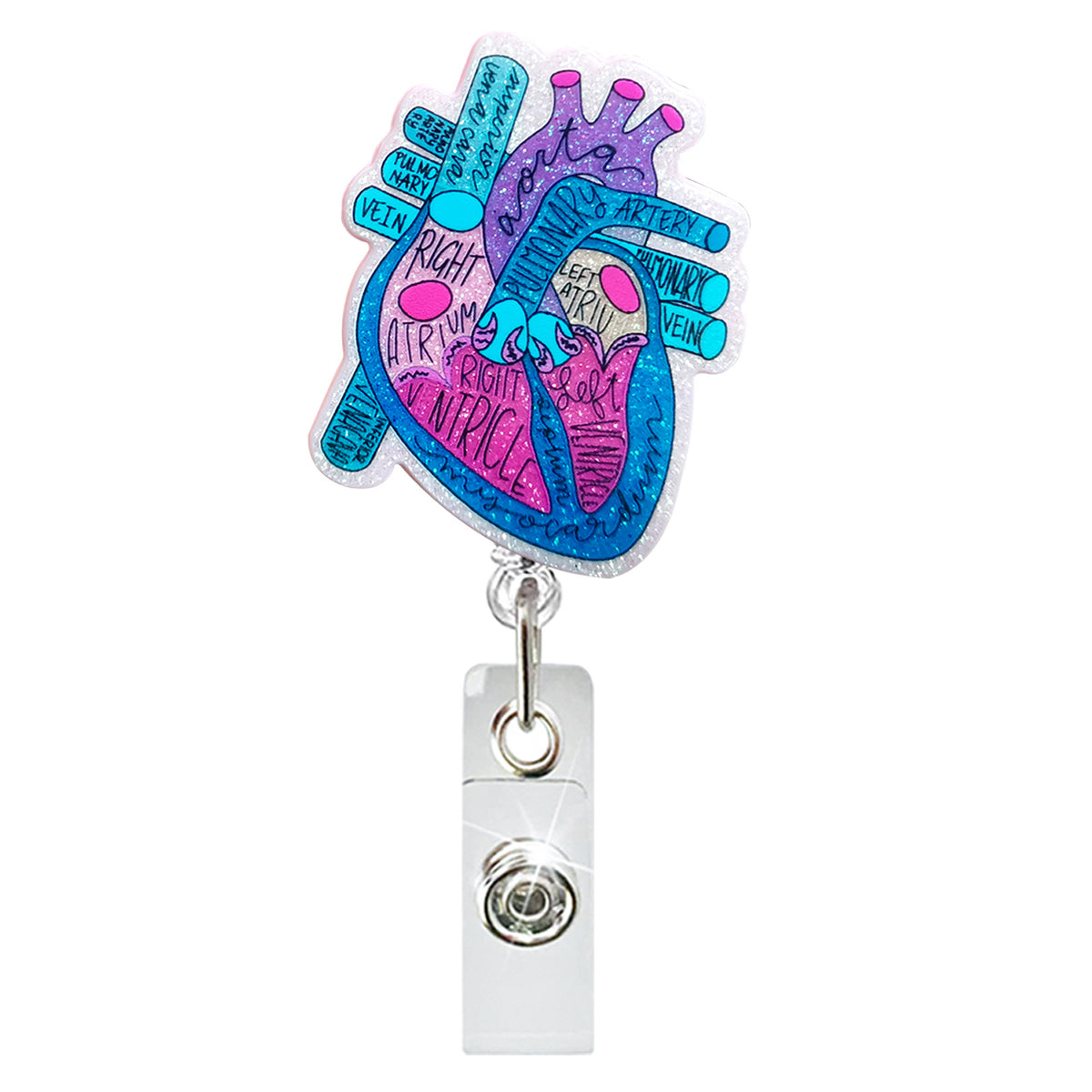 Glitter Heart Nurse Badge Holder