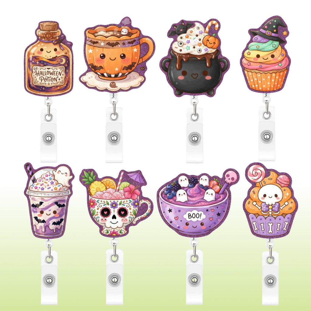 Purple Halloween Dessert Nurse Badge Holder