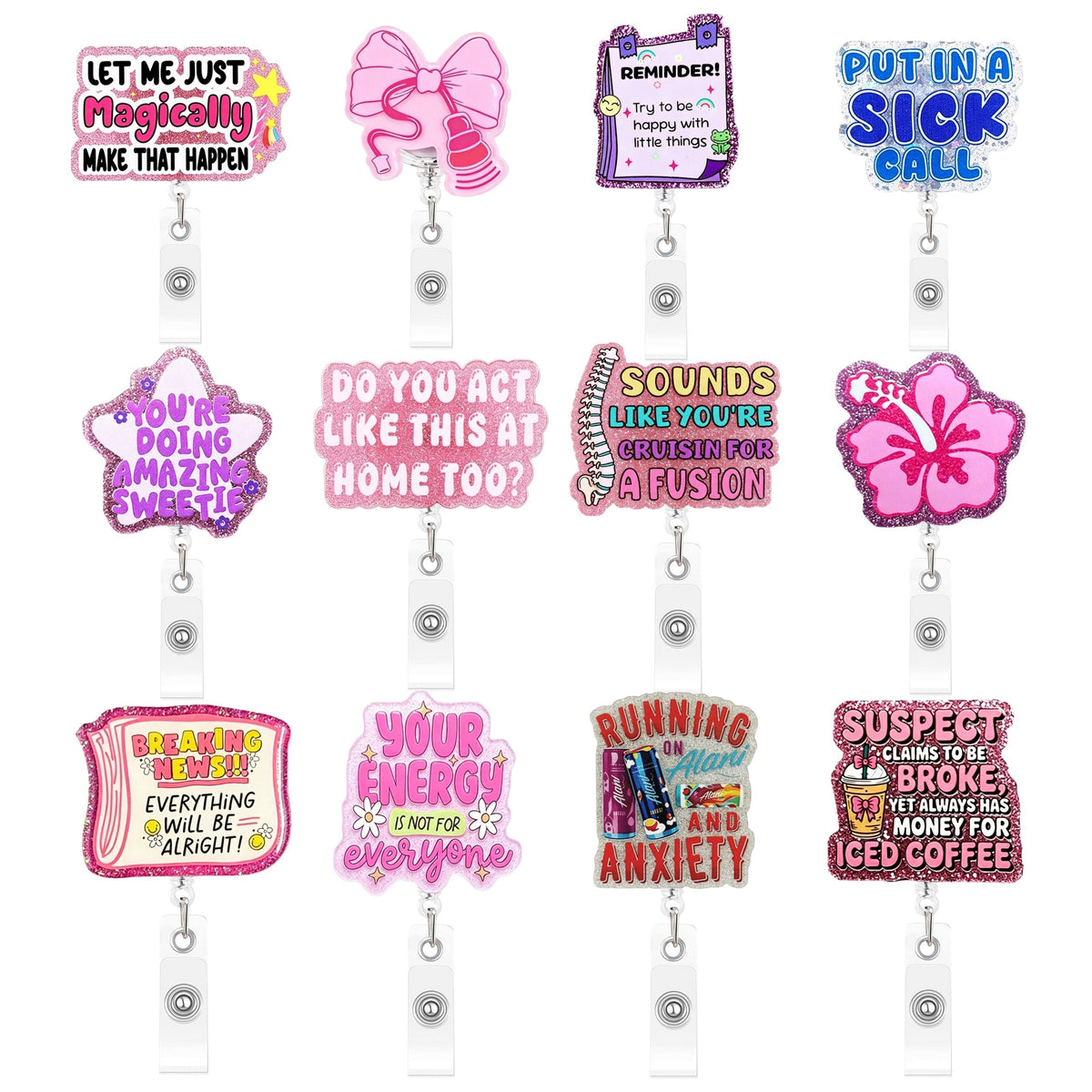 Pink Medical Designs Nurse Badge Holder