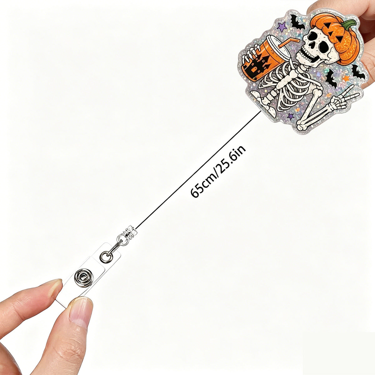 Halloween Skeleton and Ghost Nurse Badge Holder