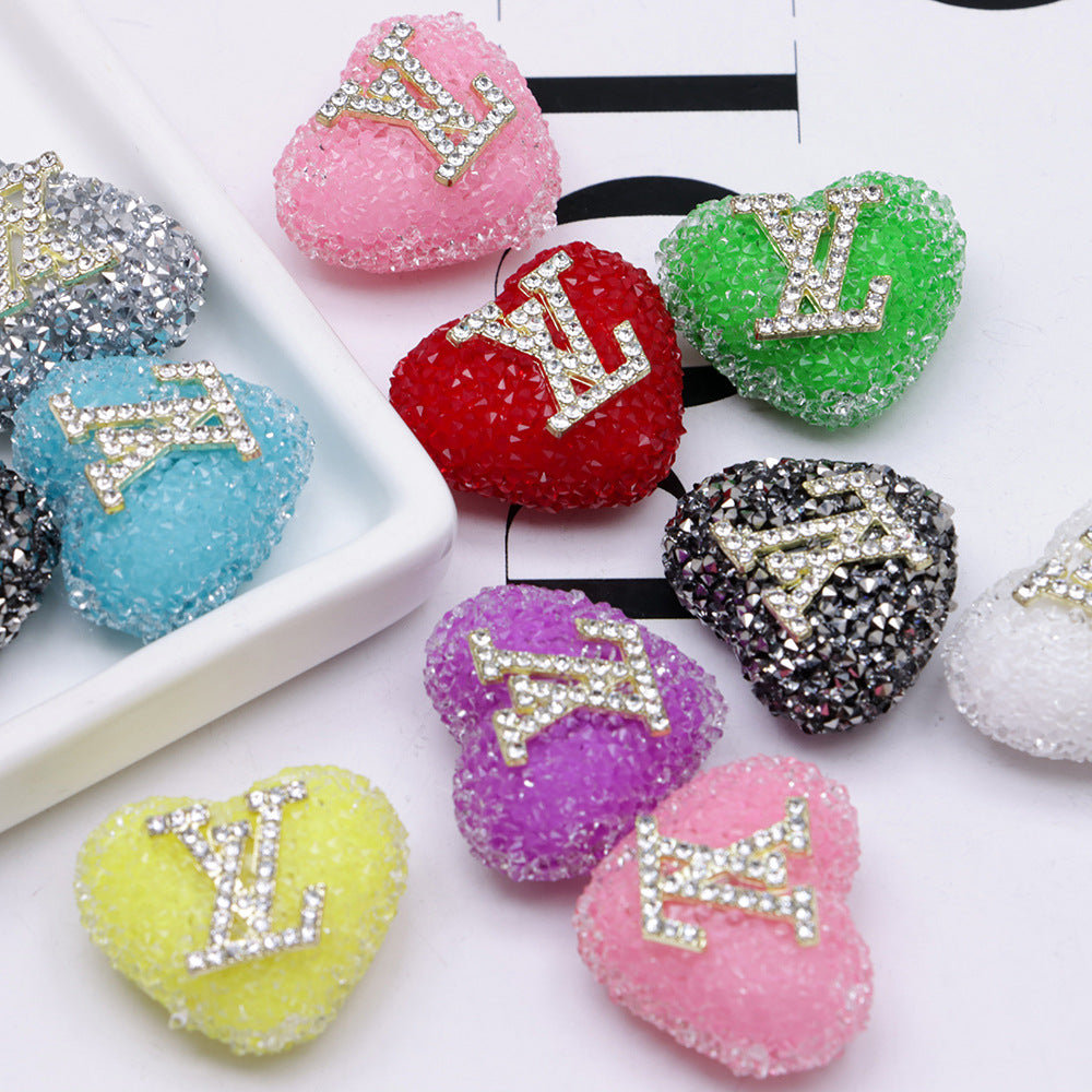 Rhinestone Heart Focal Bead Topper