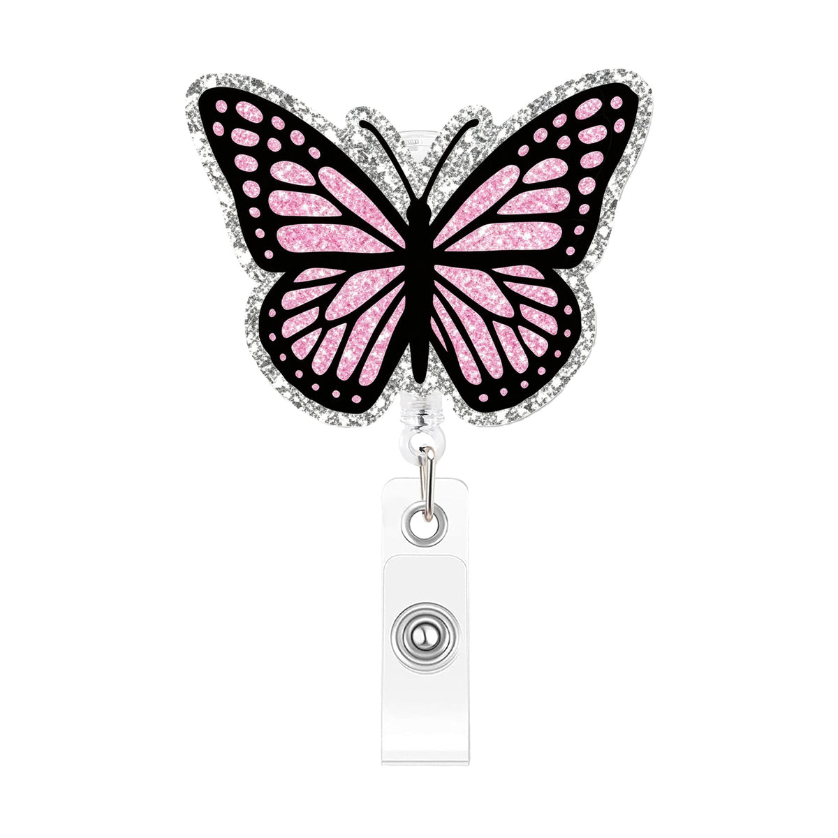 Glitter Butterfly Nurse Badge Holder