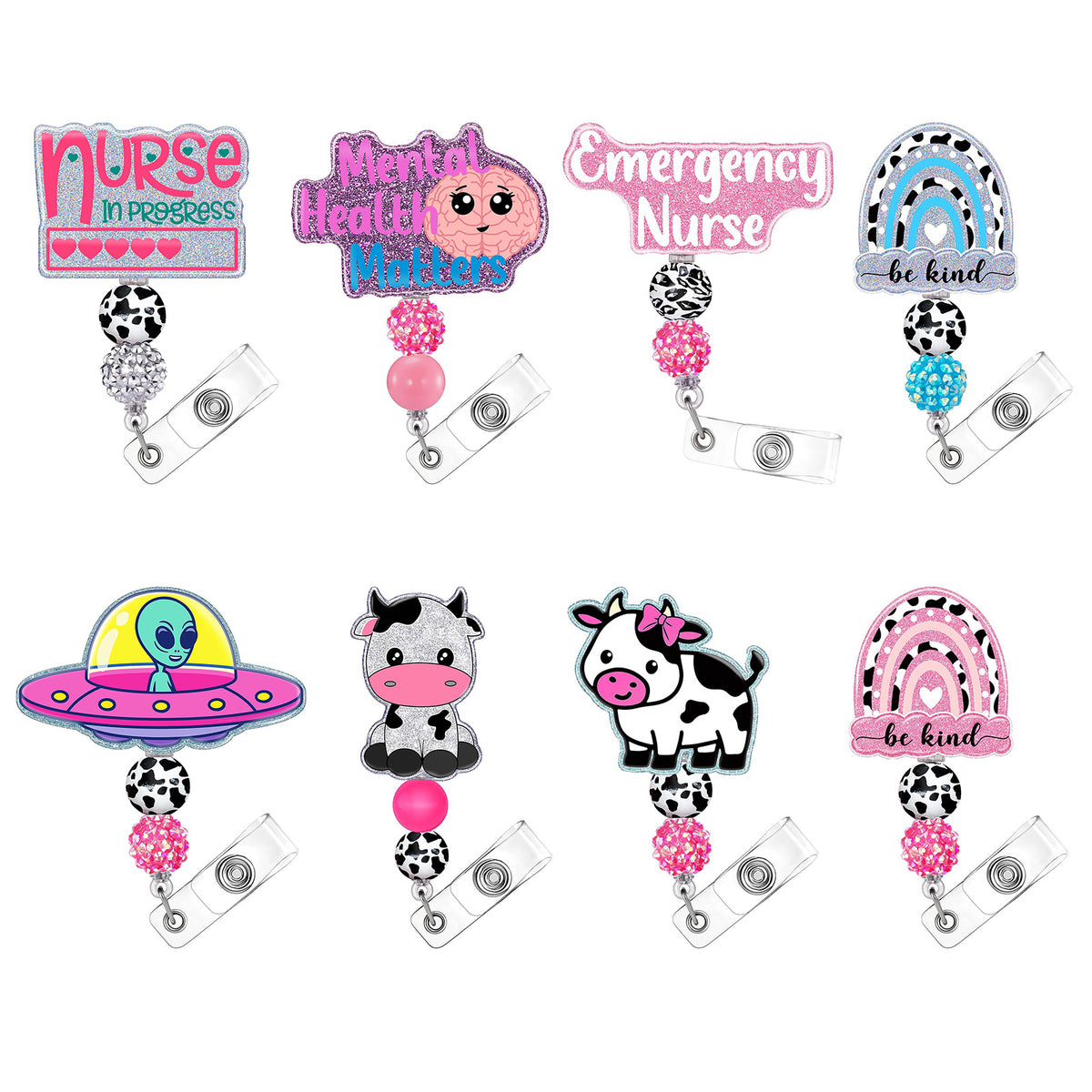 Medical Rainbow and Cow Nurse Badge Holder