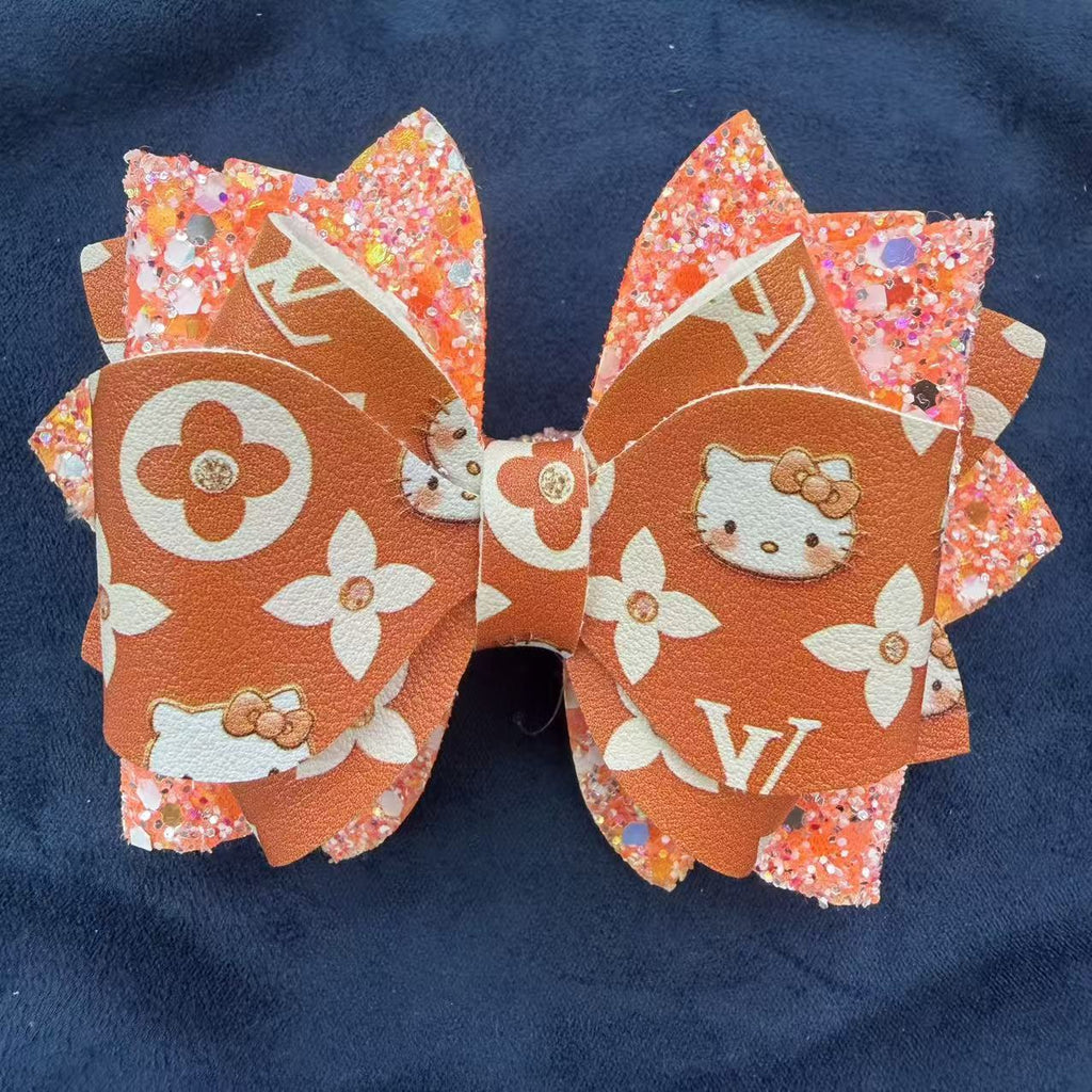 HK Designer Double-Layer Leather Bow Topper