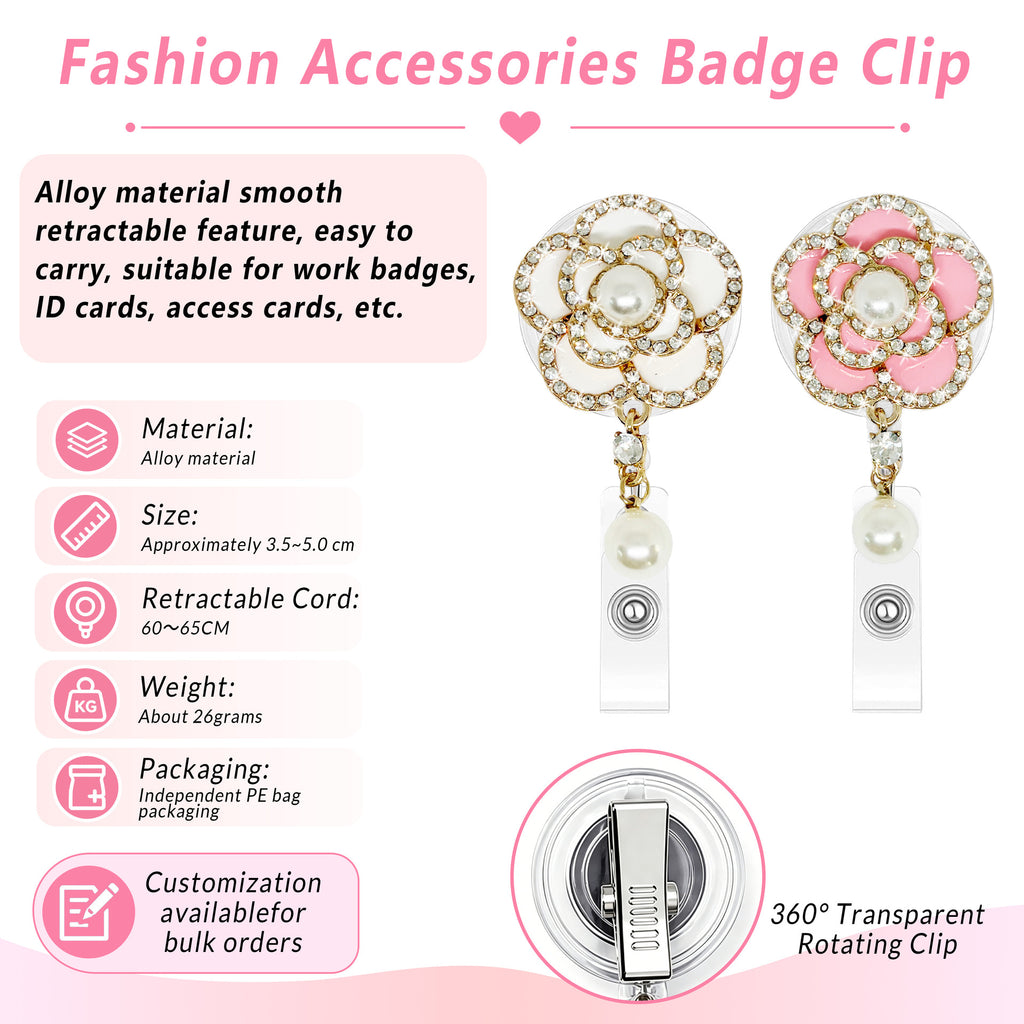 Rhinestone Flower Nurse Badge Holder