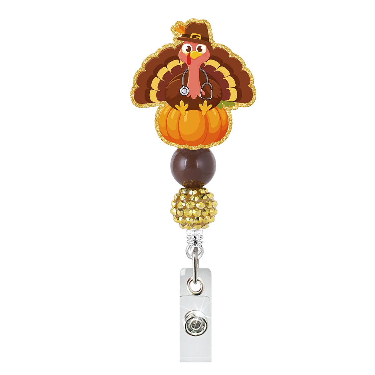 Thanksgiving Beaded Nurse Badge Holder