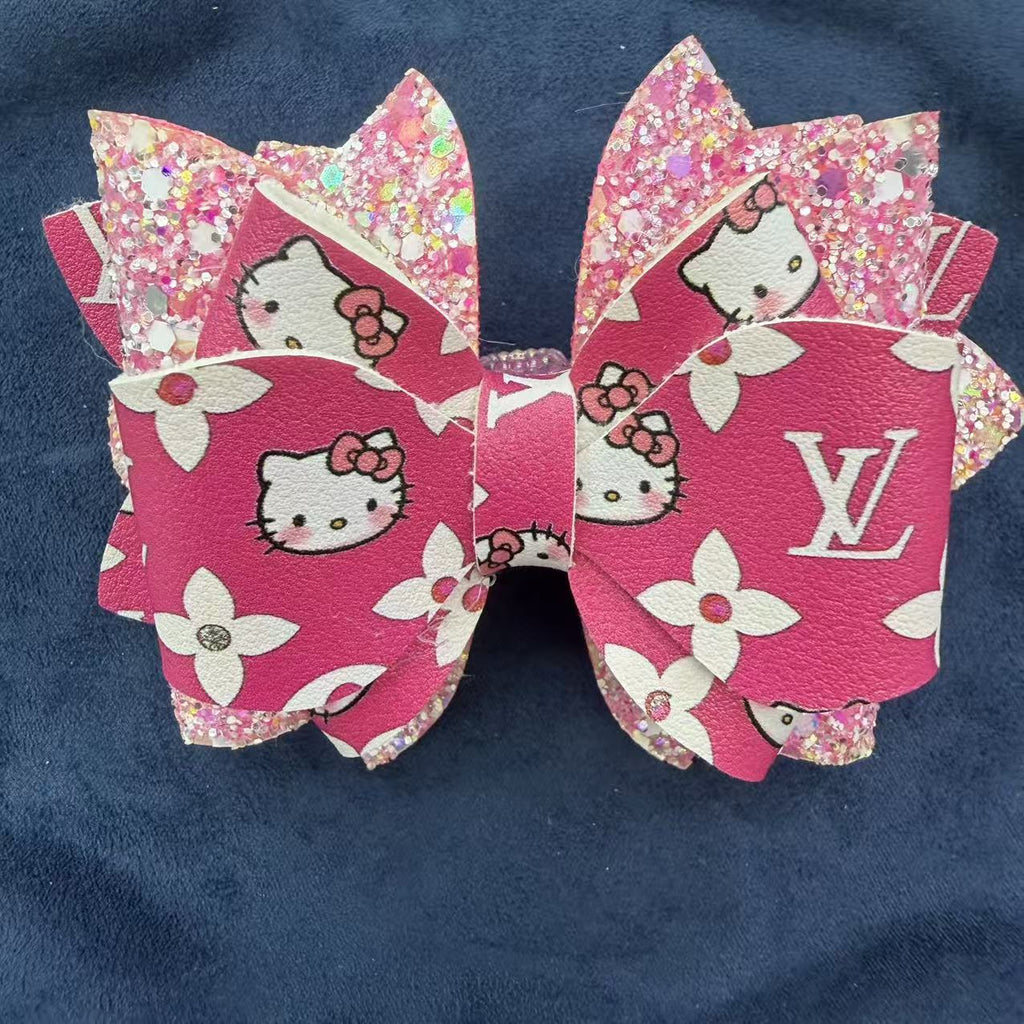 HK Designer Double-Layer Leather Bow Topper