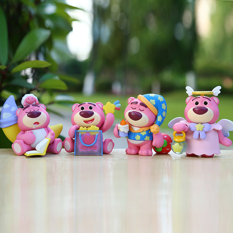 Strawberry Bear Figure Topper Set