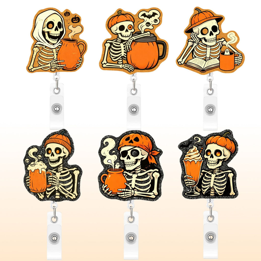 Halloween Skeleton Nurse Badge Holder