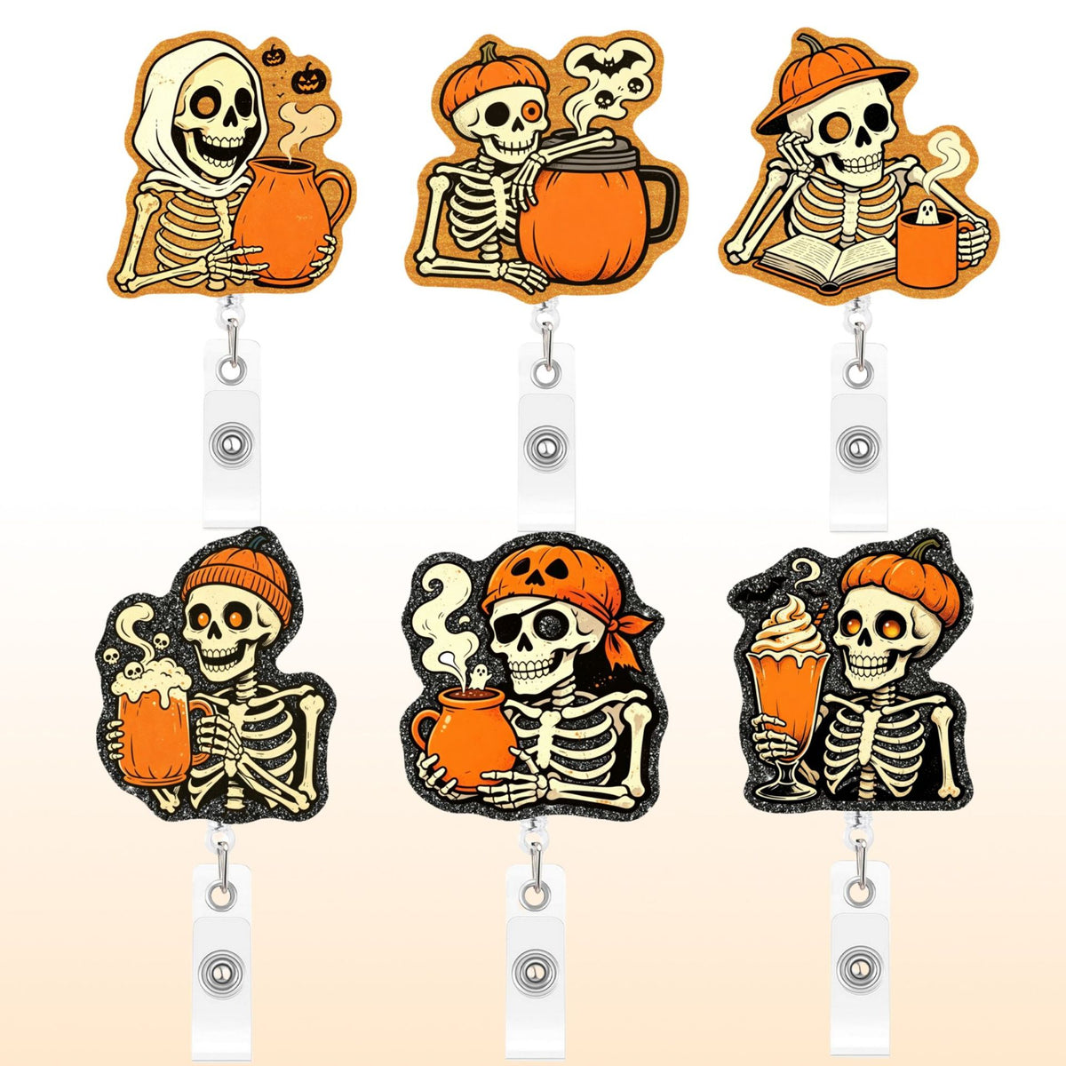 Halloween Skeleton Nurse Badge Holder