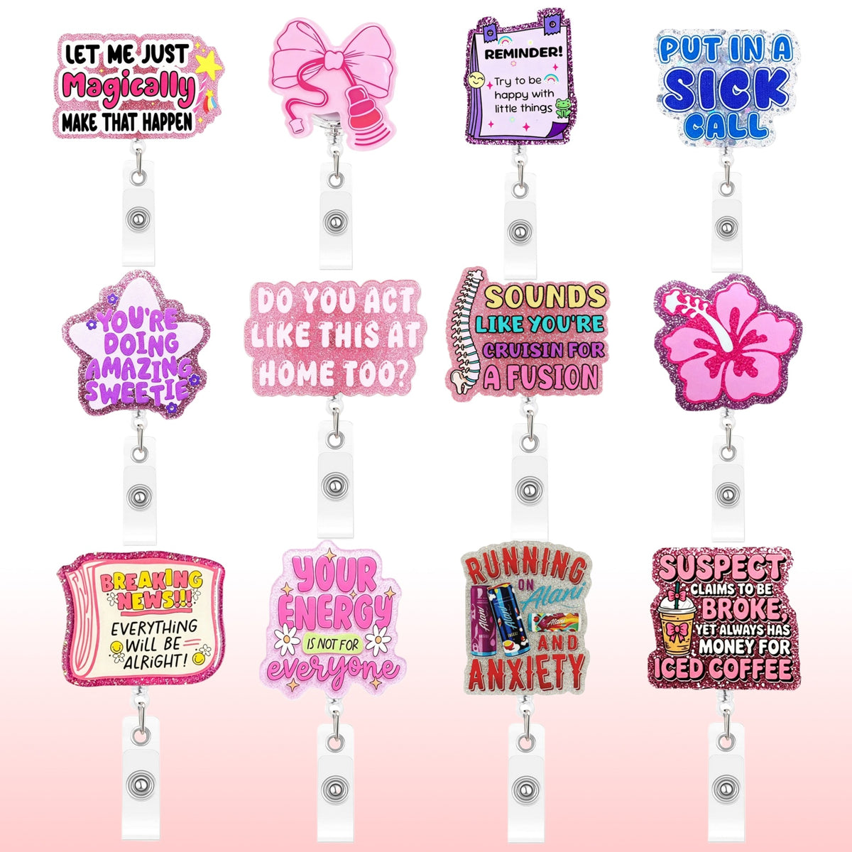 Pink Medical Designs Nurse Badge Holder