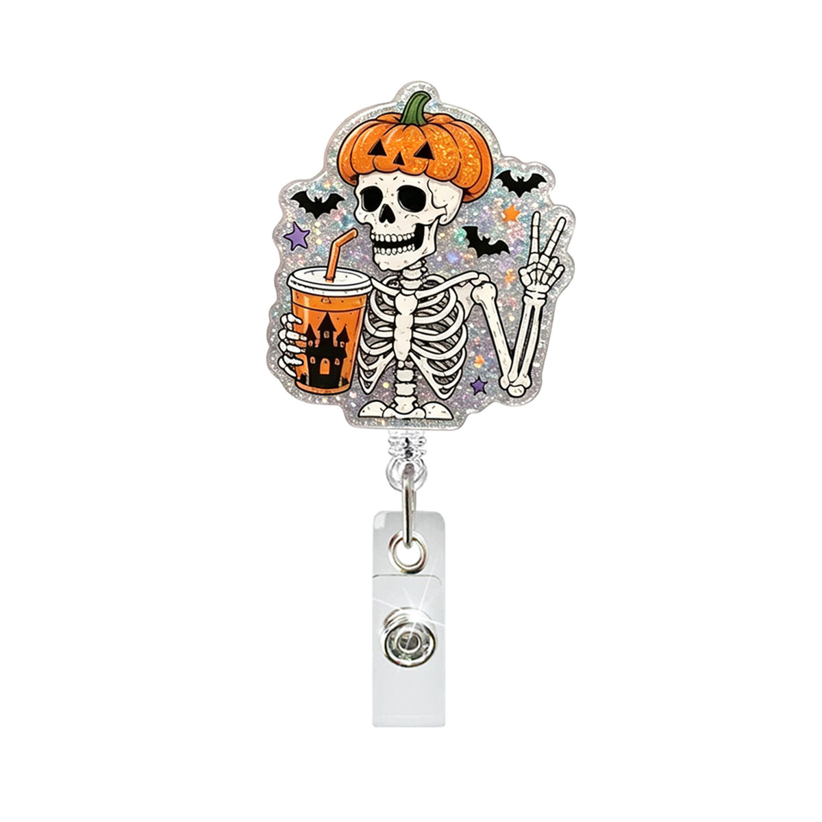 Halloween Skeleton and Ghost Nurse Badge Holder