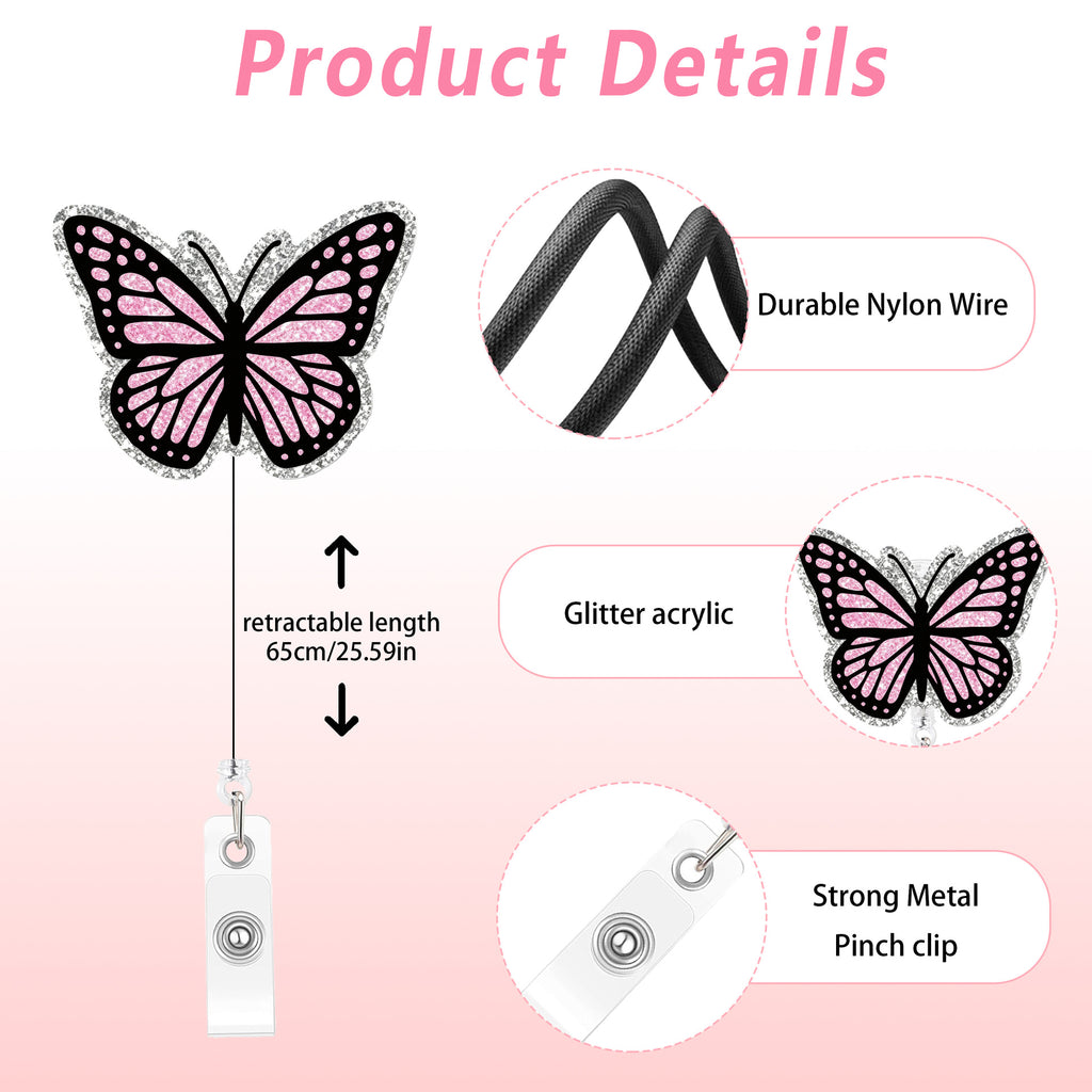 Glitter Butterfly Nurse Badge Holder