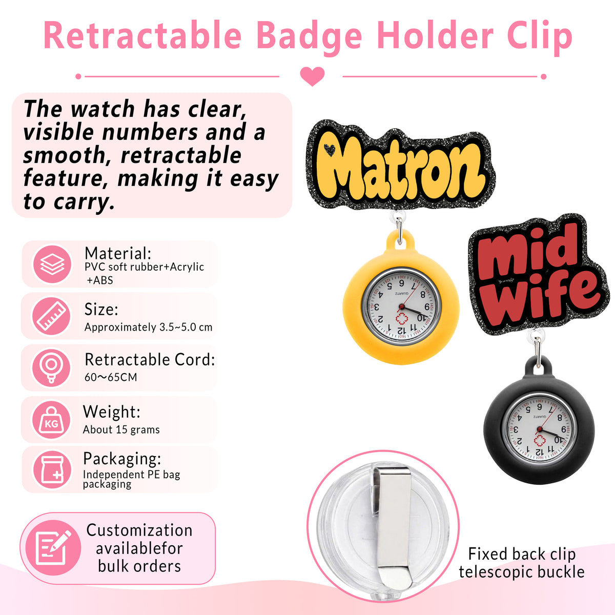 Medical Title Nurse Watch Nurse Badge Holder