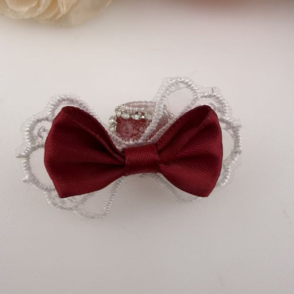 Rhinestone Heart Pearl Bow Topper