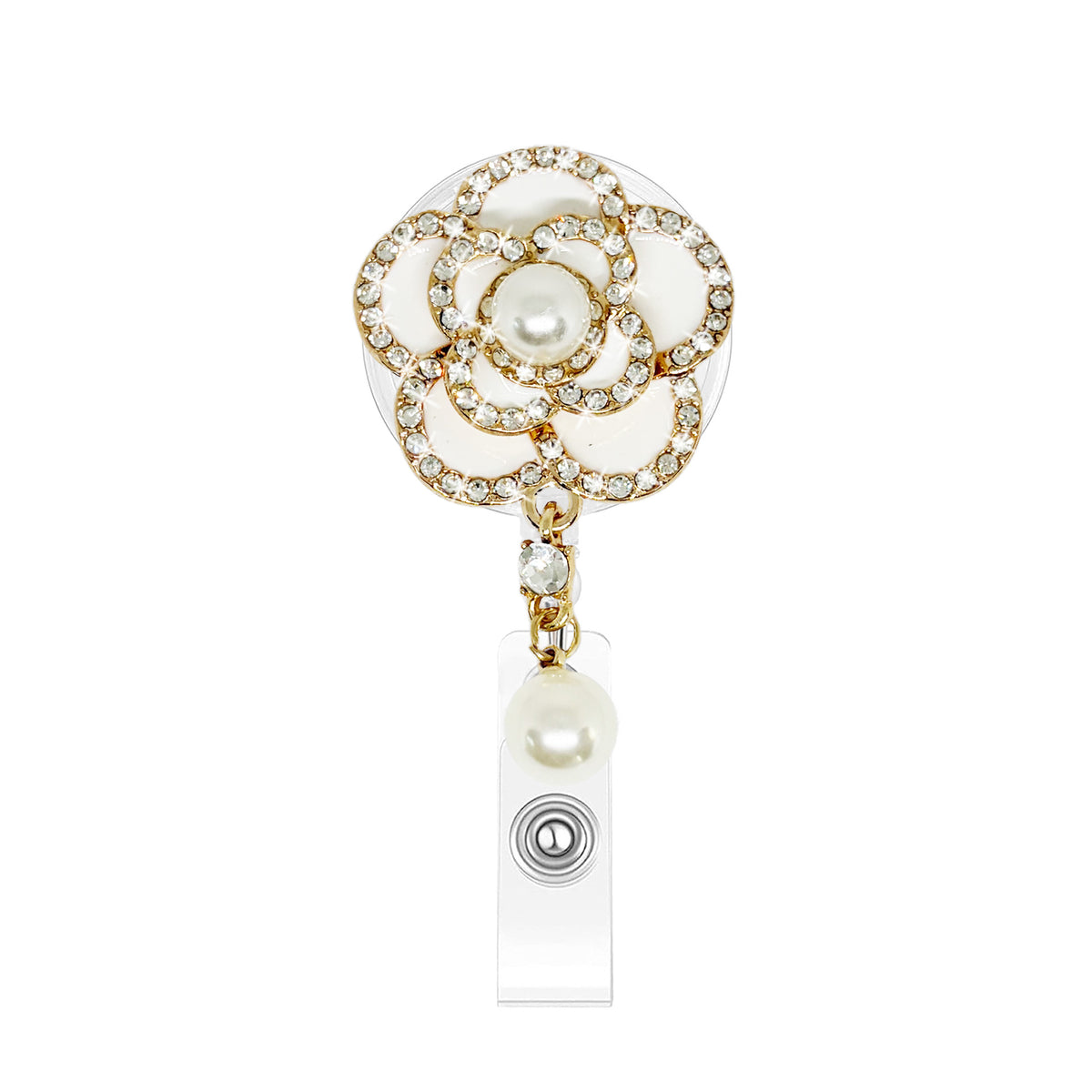 Rhinestone Flower Nurse Badge Holder