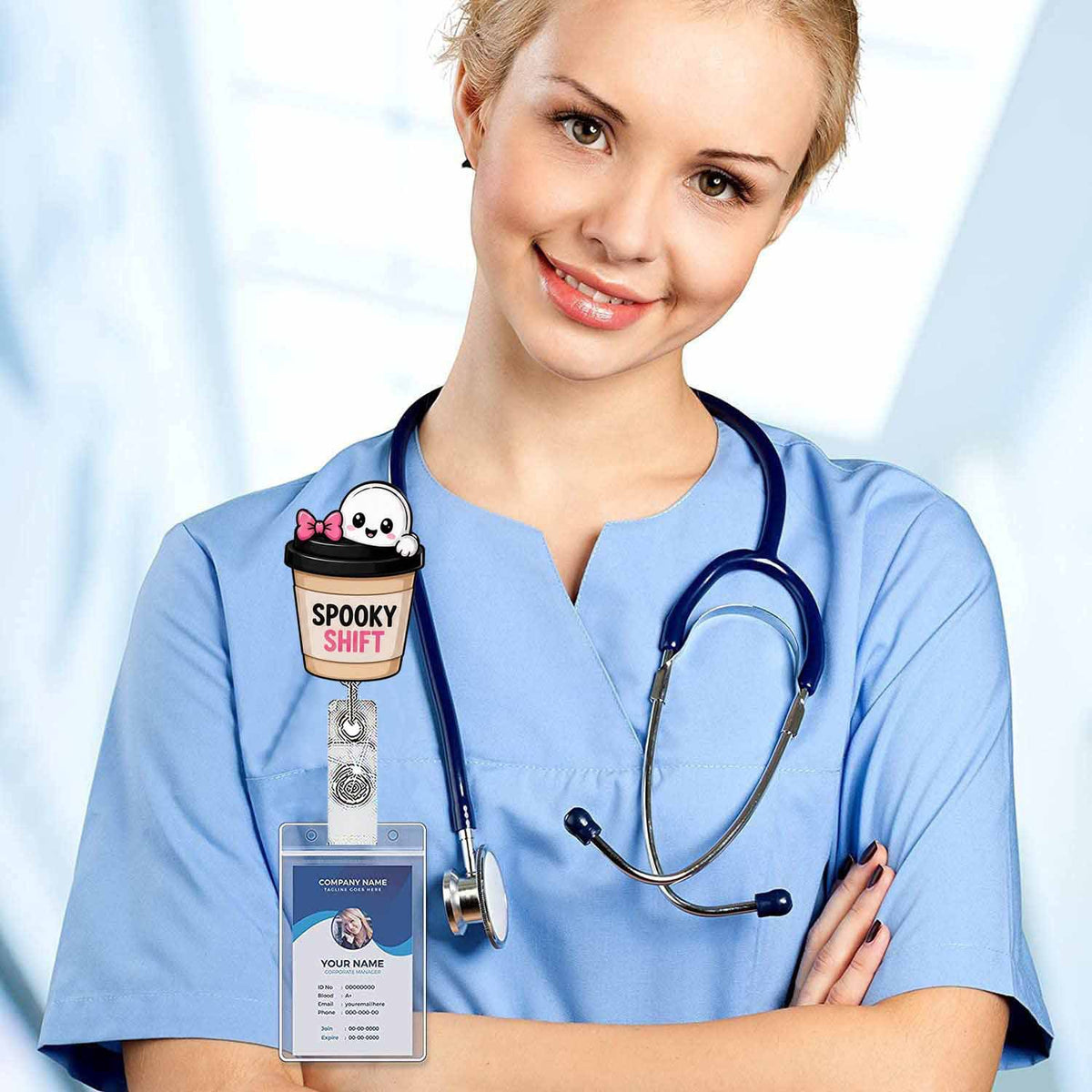Fall Coffee Nurse Badge Holder