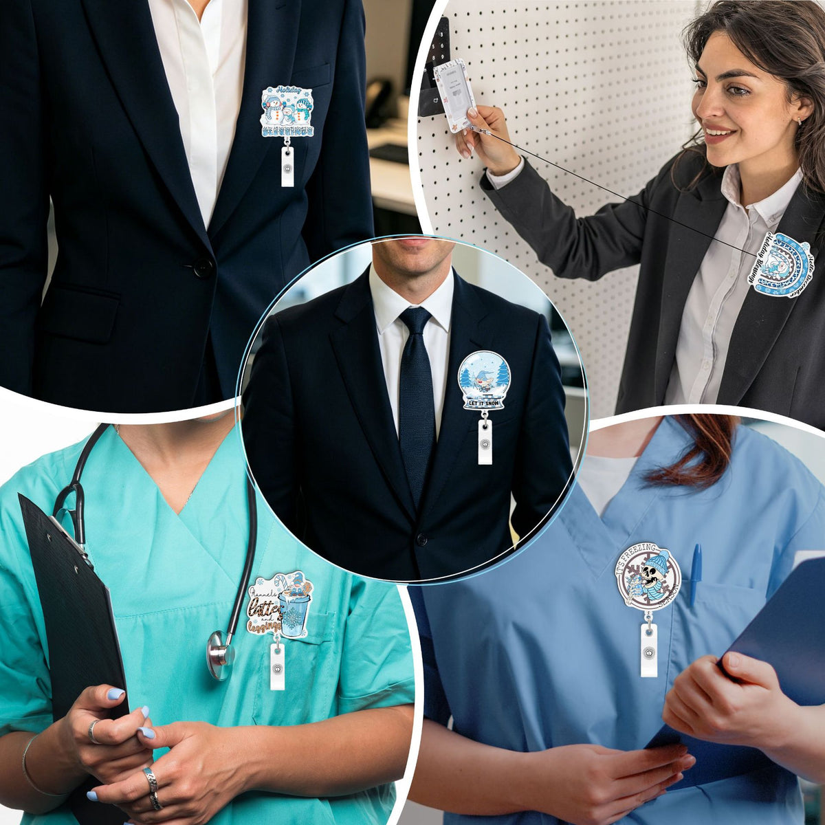 Winter Christmas Nurse Badge Holder