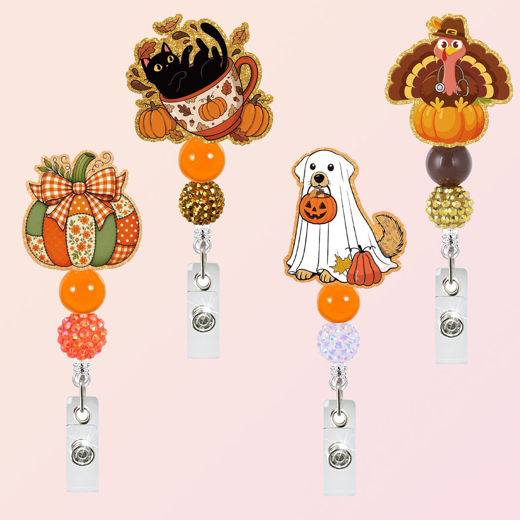 Thanksgiving Beaded Nurse Badge Holder