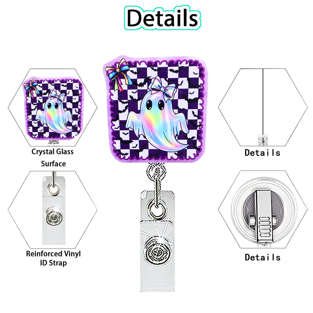 Halloween Ghost and Cow Nurse Badge Holder