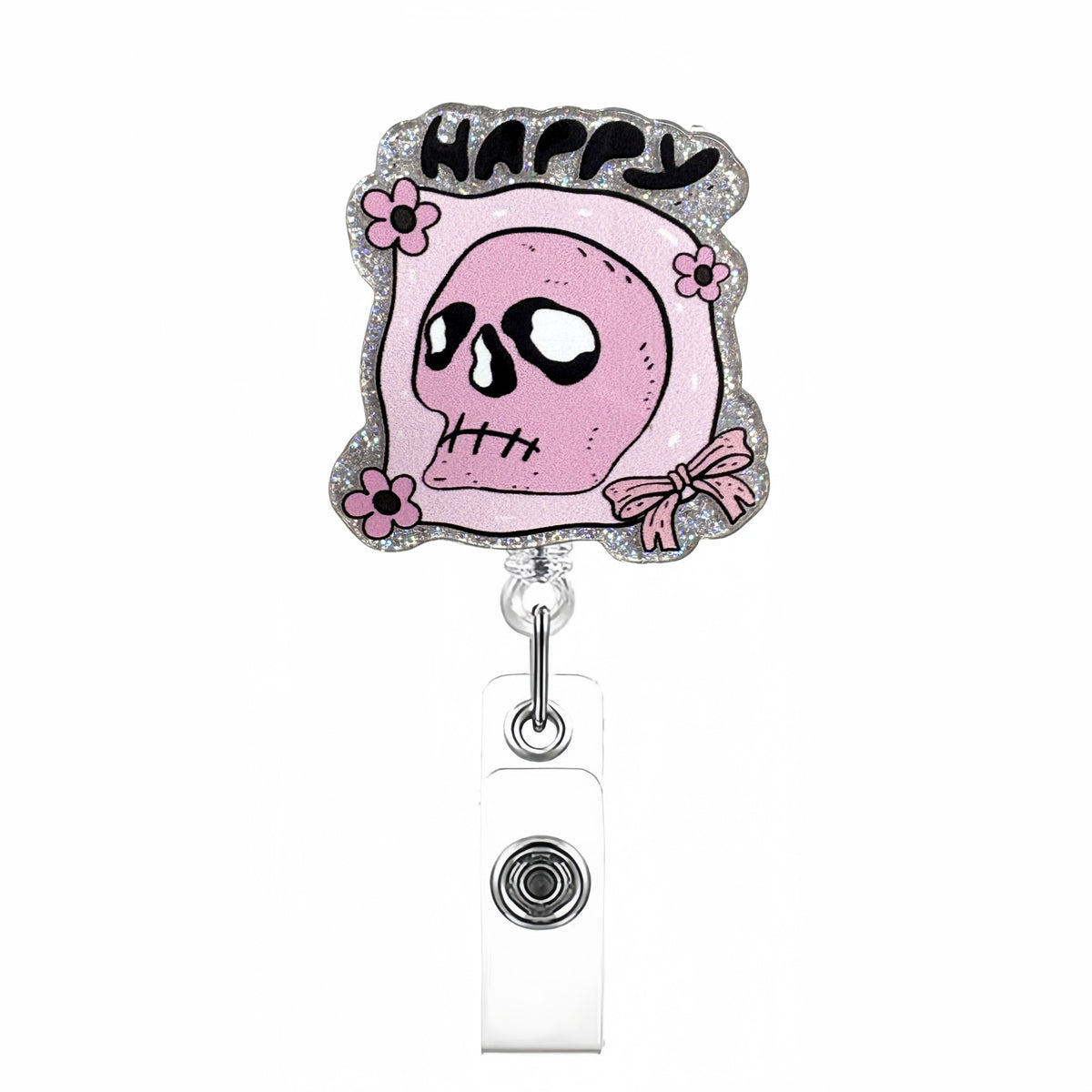 Black Pink Halloween Nurse Badge Holder