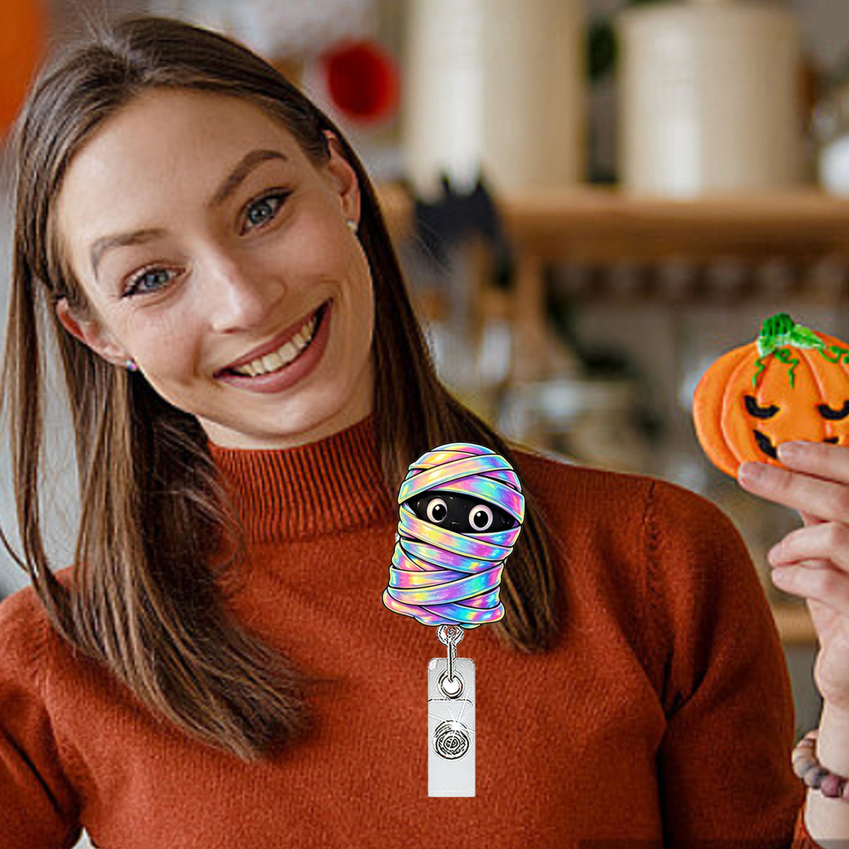 Halloween Ghost Nurse Badge Holder