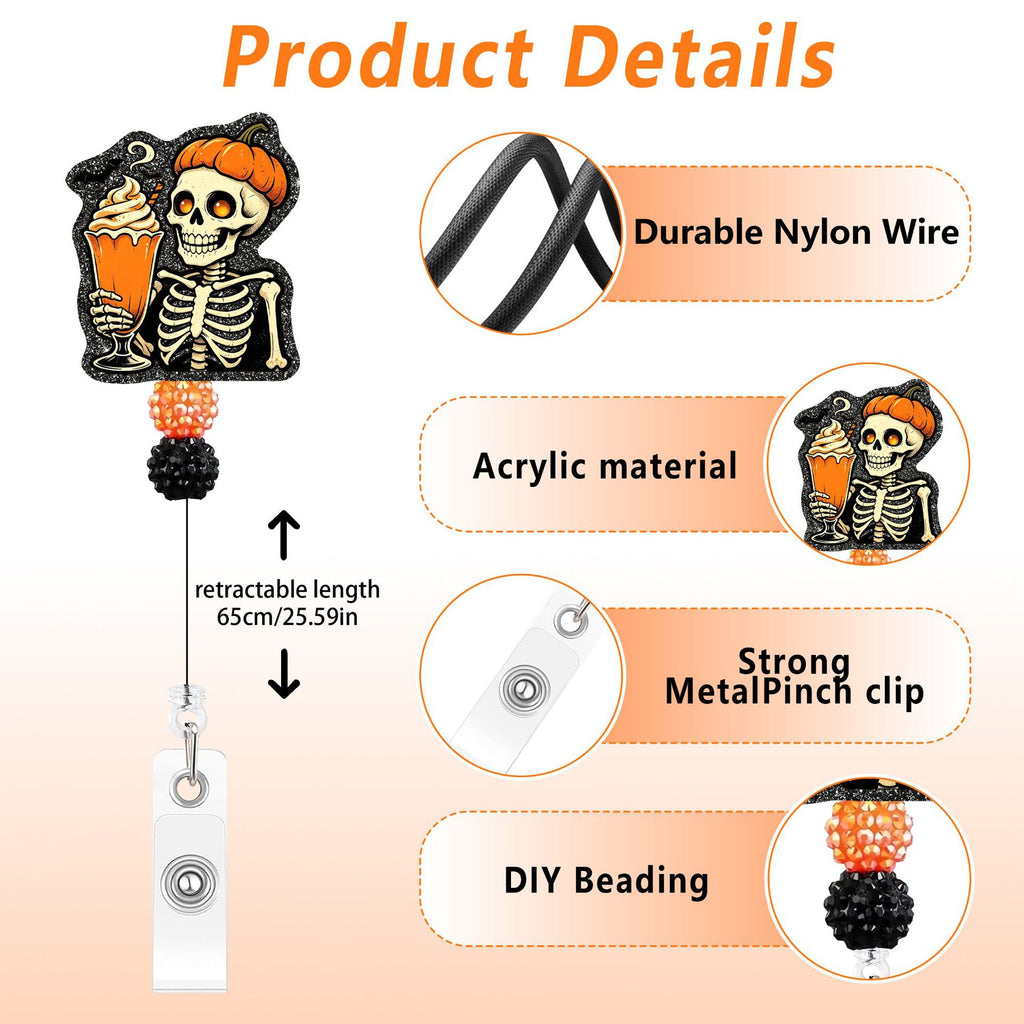 Halloween Skeleton Nurse Badge Holder