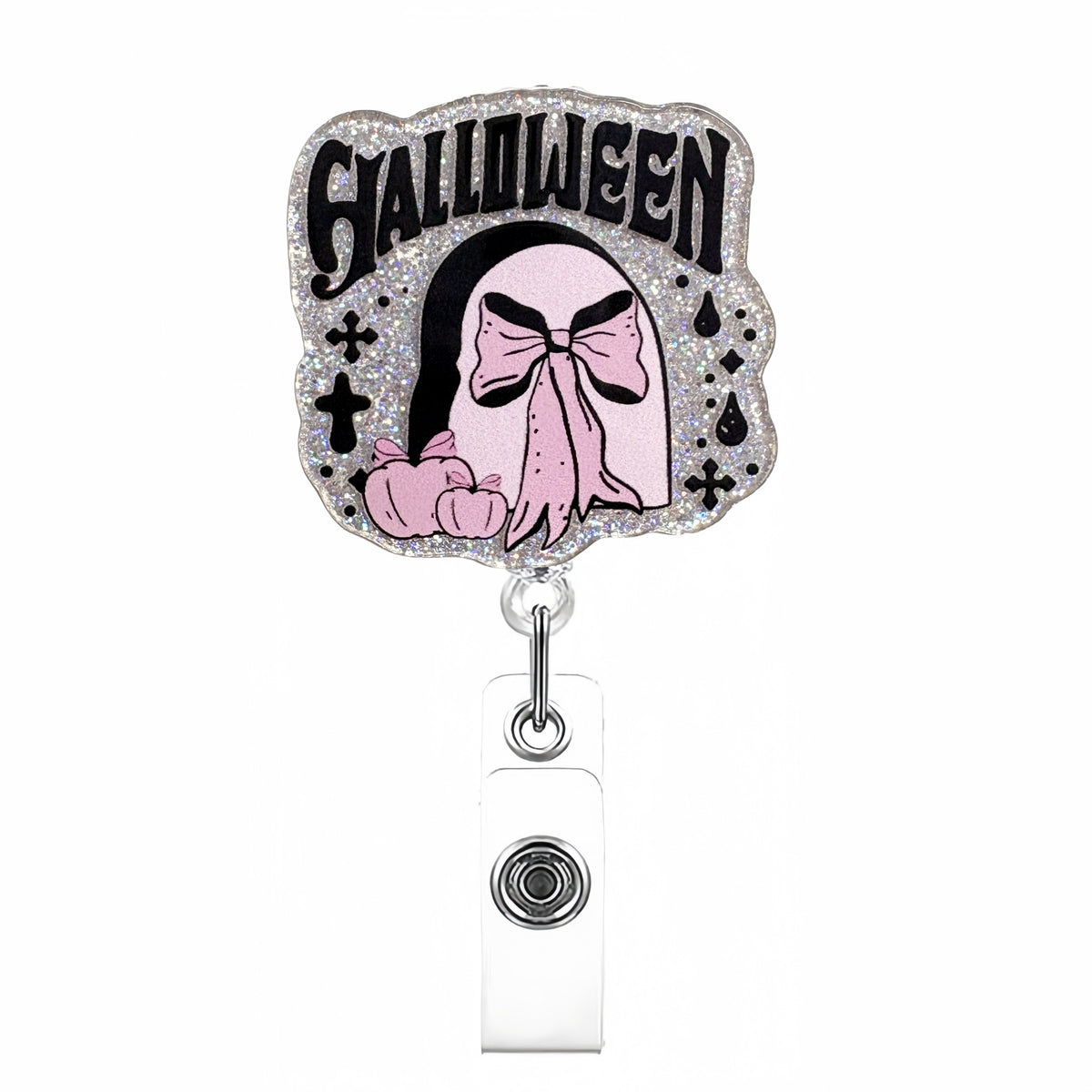 Black Pink Halloween Nurse Badge Holder
