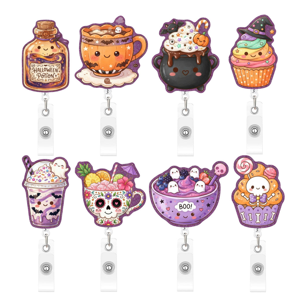 Purple Halloween Dessert Nurse Badge Holder