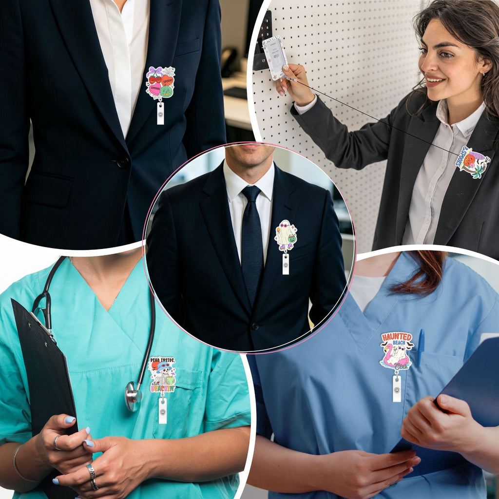 Summer Halloween Nurse Badge Holder