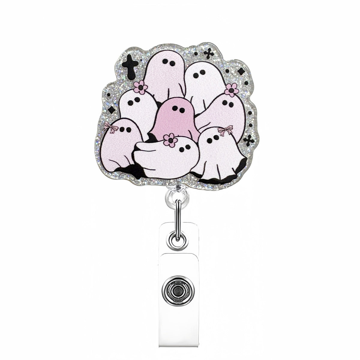 Black Pink Halloween Nurse Badge Holder