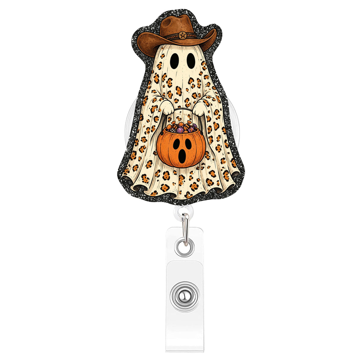 Leopard Boo Ghost Nurse Badge Holder