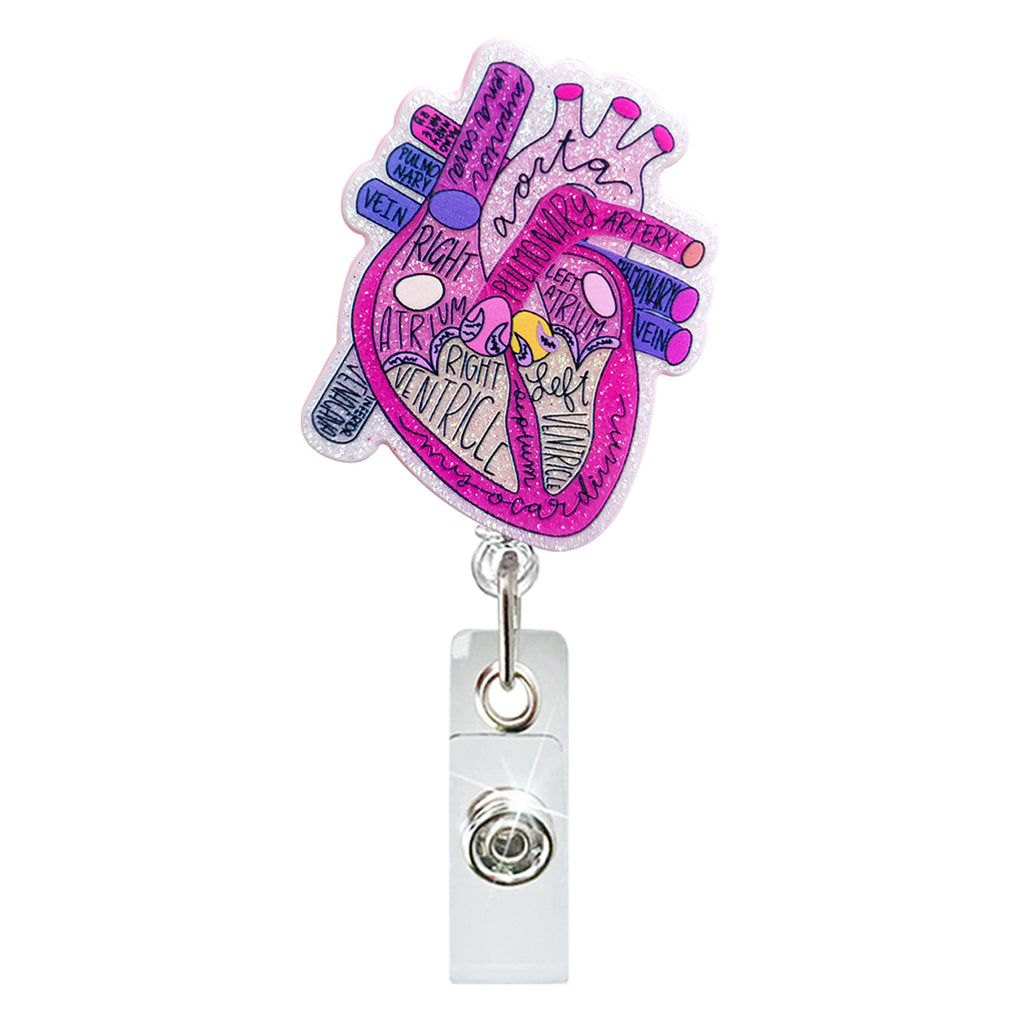 Glitter Heart Nurse Badge Holder