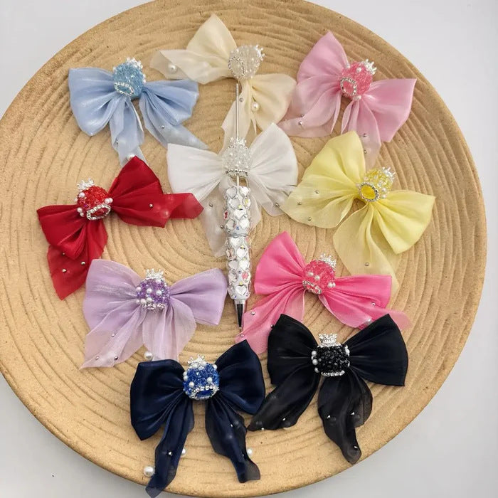 Tulle Bow Rhinestone Ball Topper