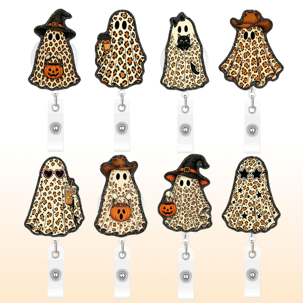 Leopard Boo Ghost Nurse Badge Holder