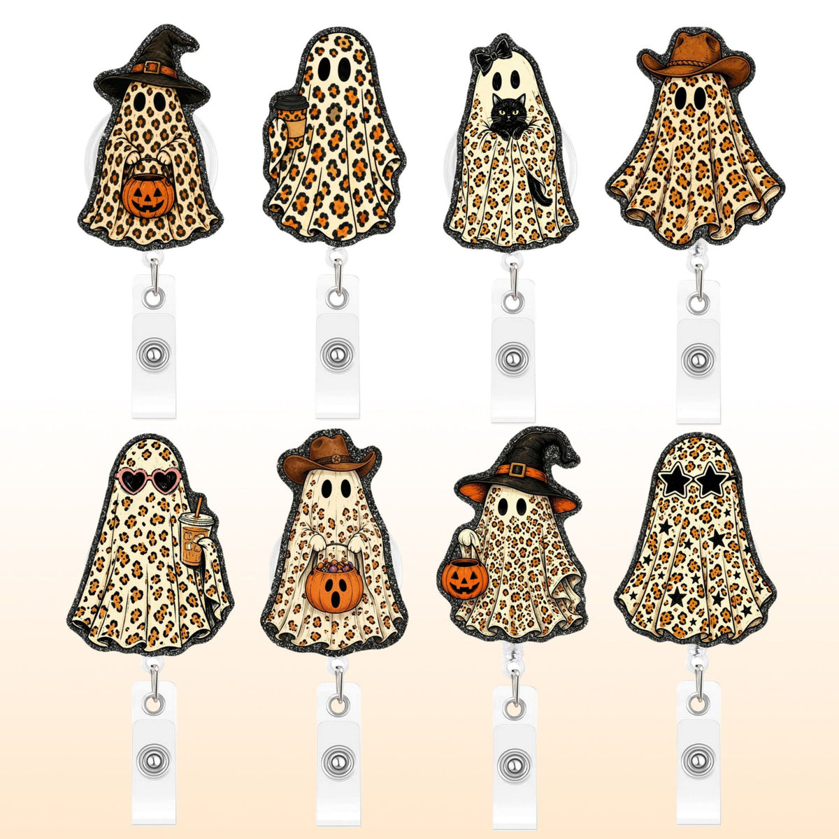 Leopard Boo Ghost Nurse Badge Holder