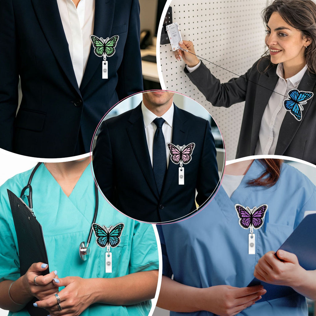 Glitter Butterfly Nurse Badge Holder