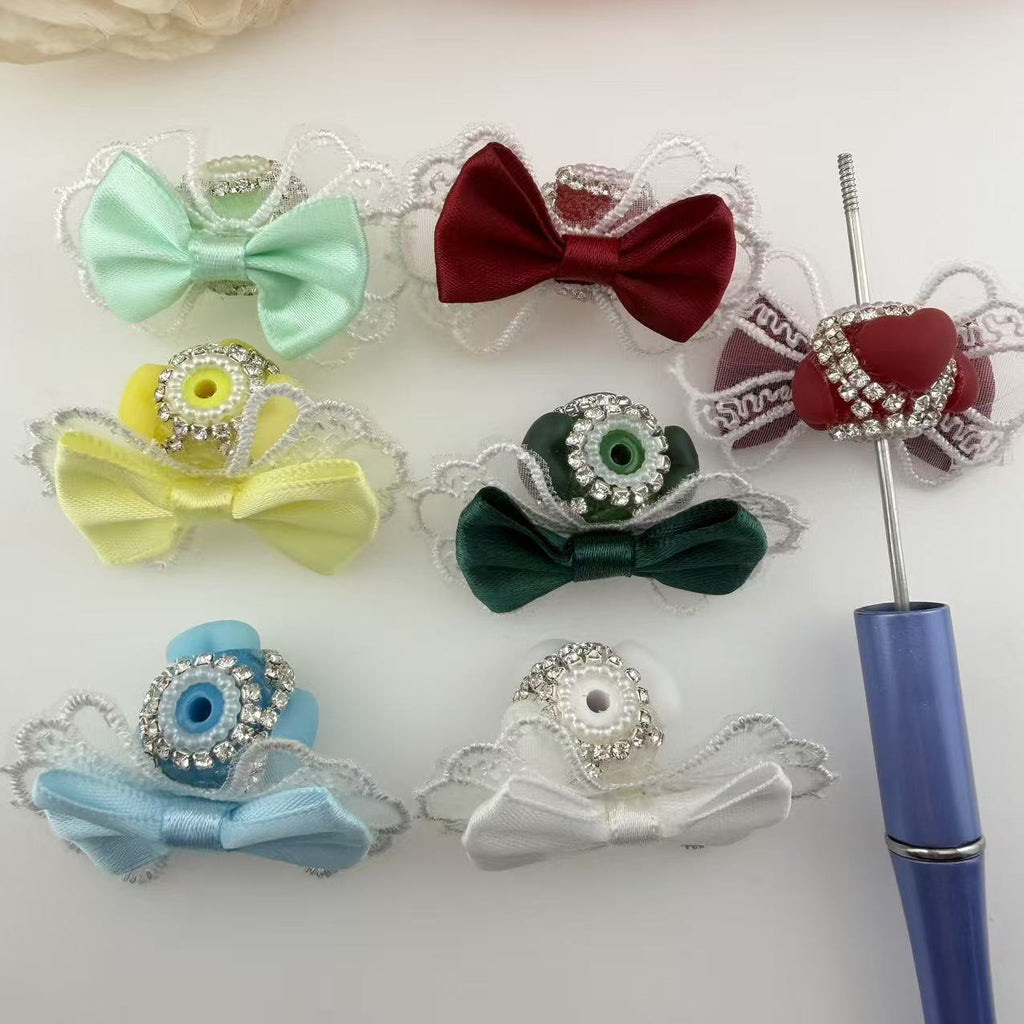 Rhinestone Heart Pearl Bow Topper