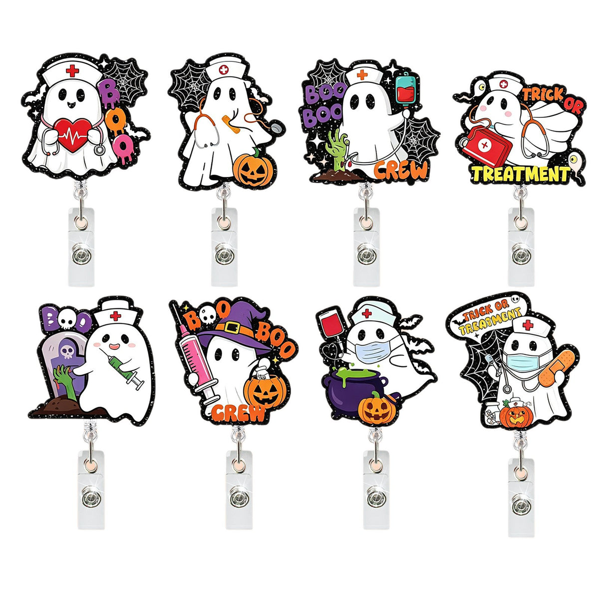 Halloween Ghost Nurse Nurse Badge Holder