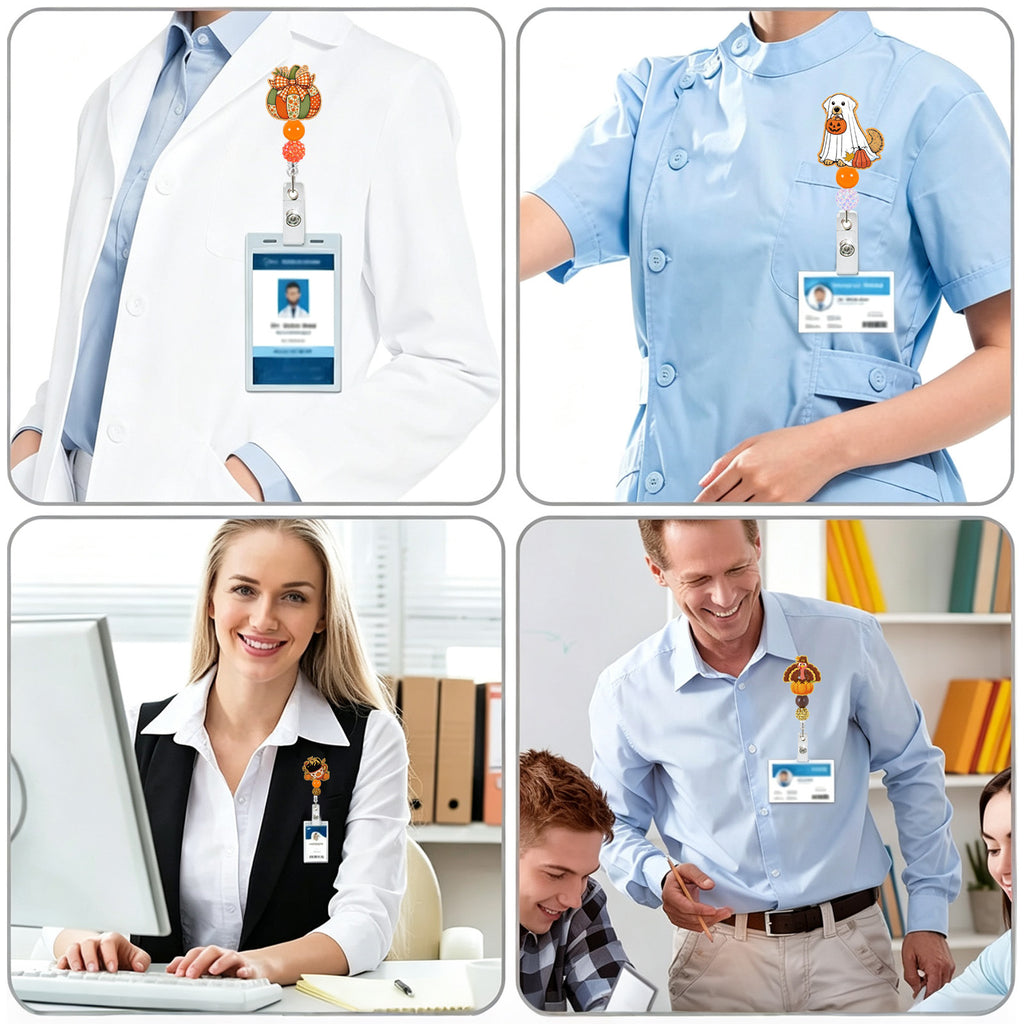 Thanksgiving Beaded Nurse Badge Holder
